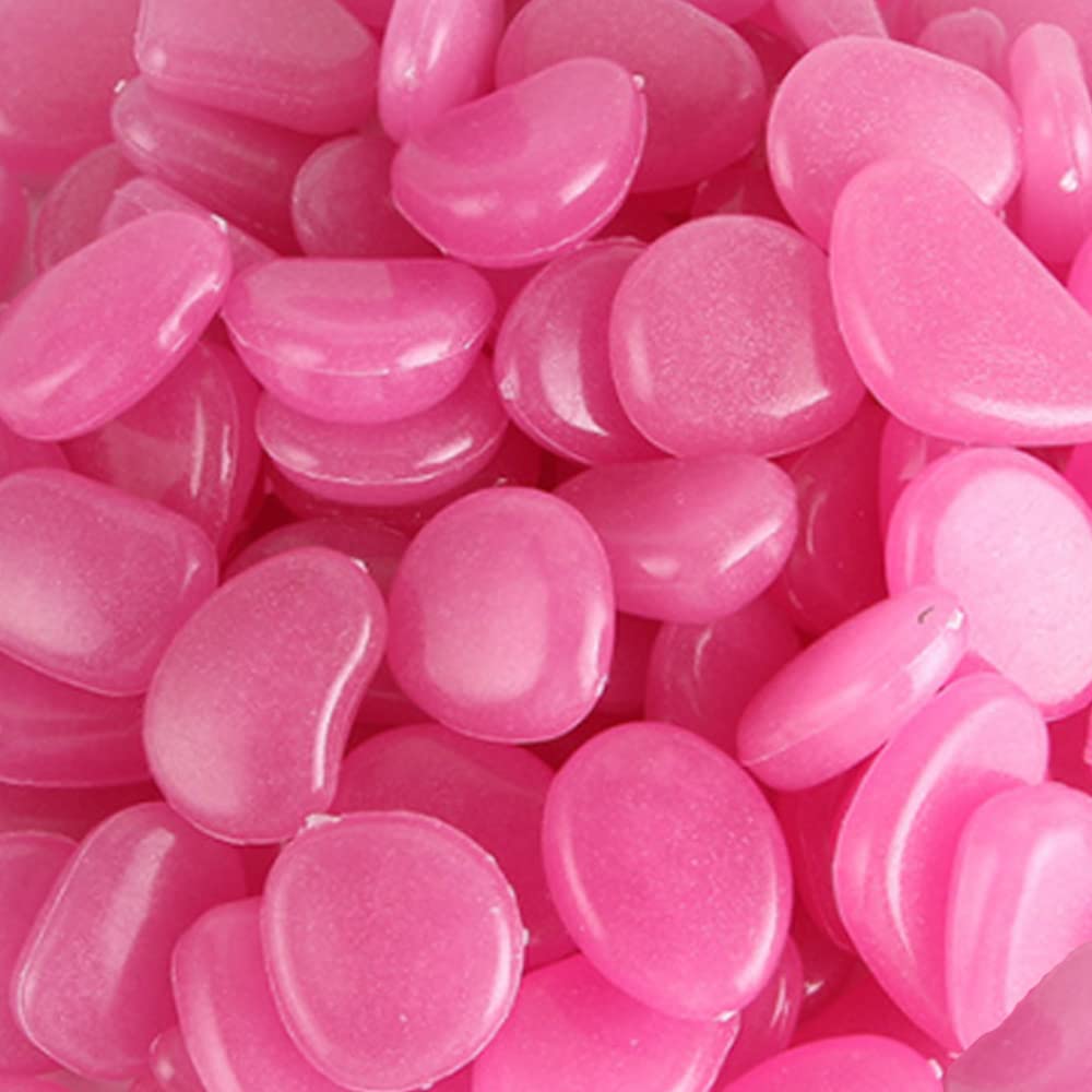 MOCNT 200Pcs Purple Glow in the Dark Pebbles Rock Luminous Cobblestones Glowing Pebbles Stones Garden Decor for Home Walkway Aquarium Fish Tank Decoration Width 20-30mm