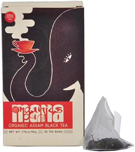 Organic Assam Tea Bags by Mana Organics, 25 Premium Whole Leaf Tea Bags containing Orthodox and CTC Black Tea (Makes 25 cups)