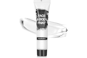 JS2U ZW Halloween White Face Body Paint,Clown White Makeup Tube,Washable White Face Paint For Halloween SFX Skull Joker Zombie Vampire Skeleton Goth Cosplay Makeup