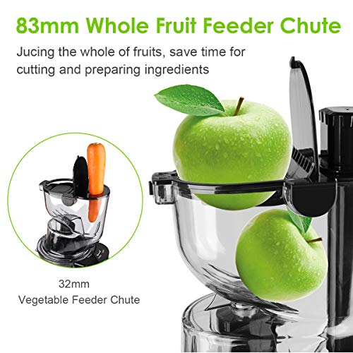 Wide Chute Slow Masticating Juicer Picberm Cold Press Juicer Extractor with Two Speed Modes, Juicer Machine for Higher Nutrient Fruit and Vegetable Juice, Quiet Motor & BPA-FREE