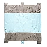WildHorn Outfitters Sand Escape Beach Blanket. Compact Outdoor Beach Mat Made from Strong Parachute Nylon. Large 7’ x 9’ Size. Includes Built in Sand Anchors & Zippered Valuables Pocket.