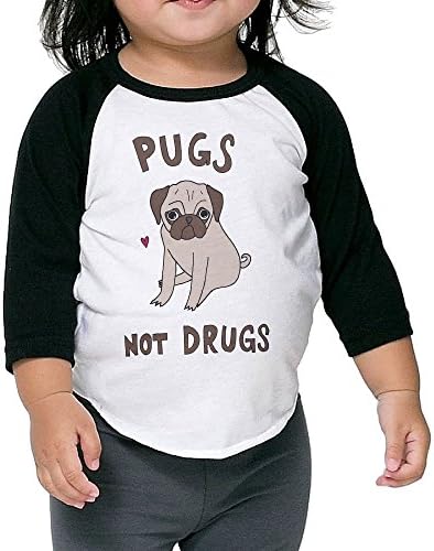 Lisenict Pugs Not Drugs Children Round Collar Tee Size4 Toddler
