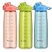 Bonison 34 OZ Wide Mouth Sports Water Bottle Flip Top Lid with Handle, Leak Proof, Bpa Free, Various Capacity. Perfect for Travel Yoga Running Outdoor Cycling Hiking Or Camping. Green
