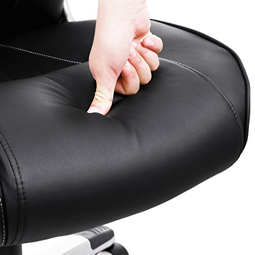 SONGMICS Ergonomic Gaming office Chair, Height Adjustable Racing Chair, Breathable Surface, with Built-in Lumbar Support, High Backrest, Rocking Function, Black, UOBG63BK