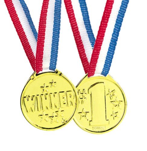 Fun express gold tone winner award medals - 12 pieces