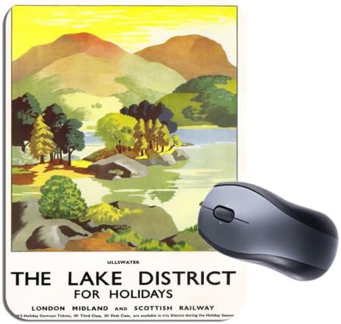 Funkyzilla Lake District Vintage Railway Poster Mouse Mat. Ullswater Train Travel Mouse Pad