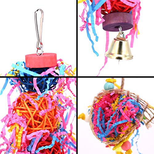 INDREMY Bird Chewing Toys Shredder for Chewing & Foraging Keep Bird Busy Parrot Cage Bite Toys Suggested for African Grey Cockatoos Parrot Bird Foraging Hanging Toy