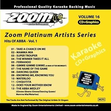Zoom Karaoke CD+G - Platinum Artists 16: Abba by Zoom Karaoke (2007) Audio CD Import