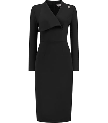 Hobemty Women's Winter Dress Funeral A-Line Midi Long Sleeve Dress Large White at Amazon Women's Clothing store