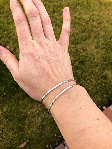 Sterling Silver Hammered Thin Cuff Stacking Bracelet