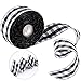 Tatuo Wide Wired Plaid Taffeta Ribbon 25 Yards 1.50 Inches Gingham Ribbon Craft Wide Plaid Ribbon for DIY Craft Party Gift Supplies Black White