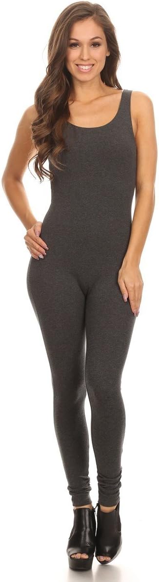 Stretch Cotton Bodysuit Women's Scoop Neck Sleeveless Stretch Cotton One Piece Jumpsuits Unitard Bodysuits(&Plus)