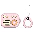 Compatible with Retro Radio AirPods Pro Case, Protective Silicone Skin, Gramophone, Funny Kawaii Cute Fashion Cartoon 3D Cover for AirPods Pro with Ring (Pink)