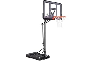G GX9 Portable Basketball Hoop Outdoor, 4.8 to 10ft Height Adjustable Basketball Syatem with 44" Shatterproof PC Backboard, Basketball Hoop & Goal for Kids/Teens/Adults