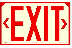 OSHA Photoluminescent Exit Sign - UV Inks on Aluminum 12" x 7.5" | HEAT Resistant | COLD Tolerant | WEATHER Proof. - NightBright USA Item: OCR-050