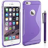 iPhone 6 Plus Case - LK S Shape Slim TPU Gel Rubber Soft Skin Silicone Case Cover for iPhone 6 Plus (5.5inch) + Stylus Pen (TPU - Purple)