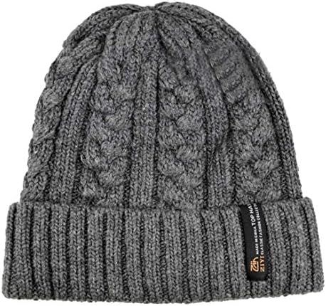 Miria Men's Grey Thick Stretch Wool Knit Snow Warm Slouchy Beanie Hat Skull Cap Winter Cold Days
