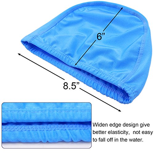 QY 2Pack Superior Polyester Cloth Fabric Bathing Cap Swimming Caps Swimming Hats for Water Sports,Sky Blue Color