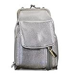 Womens Leather Cigarette and Lighter Case On The Go Wallet with Twist Clasp - Silver.