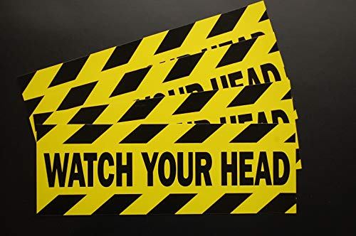 Five Star Graphics Watch Your Head Sticker Vinyl Decal (4 Pack) 8" X 2.75" Caution Indoor Outdoor Waterproof (X4PS48)