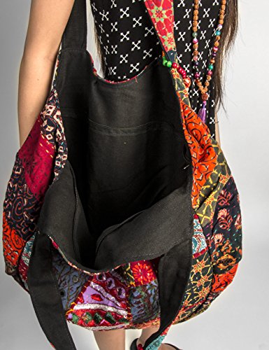 Hippie Handmade Shoulder Beach Bag Tote Boho Chic Patchwork Embroidered Purse Red