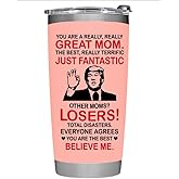 Christmas Gifts for Mom from Daughter, Son, Kids - Great Mom Coffee Tumbler on Birthday, Christmas, Durable Stainless Steel, Insulated for Hot or Cold Drinks, Ideal Gift for Mothers 20oz, Pink