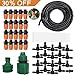 Outdoor Misting Cooling System Kit, Drip Irrigation Watering Kits, Great for Summer Mister Cooling and Plants Watering, 49FT (15M) Misting Line + 20PCS Adjustable Misting Nozzles + 1PC Quick Adapter