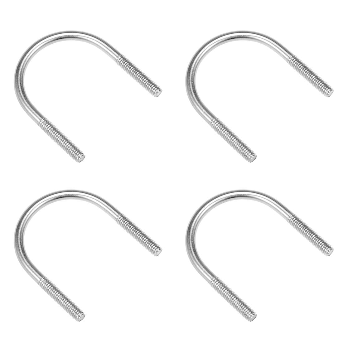 sourcing map U-Bolts 4pcs 2.09"(53mm) Inner Width 72mm Length M6-1x72mm 304 Stainless Steel U-Bolt Fastener for 51mm Pipe Dia