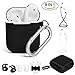 YUPING AirPods case Designed Separately Silicone Protective Cover,2 Anti-Lost Strap/2 Pairs of Ear Hooks/Airpods Watch Band Holder/Carabiner/Headphone Case Compatible for Apple AirPods(8 in 1)-Black