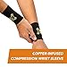 CopperJoint Copper-Infused Compression Wrist Sleeve, Ergonomic Design Supports Improved Circulation to Help Relieve Stiff, Sore Muscles, Pair (Small)