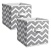 DII Non Woven Polyester Storage Bin, Chevron, Gray, Large Set of 2