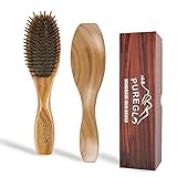 Natural Wooden Hair Brush [Gift Box] - Best Detangling Hairbrush for Curly Wavy Straight Dry Wet Oily Thick or Fine Hair, Reduce Frizz and Breakage for Women Men and Kids, Sandalwood Paddle Bristle