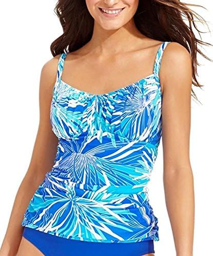 Swim Solutions Printed Underwire Tankini Top Blue (8)
