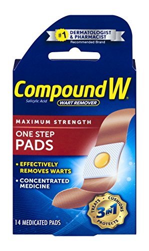 Compound W Salicylic Acid Wart Remover | Maximum Strength One Step Pads | 14 Medicated Pads