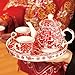 Greencherry Chinese Traditional Red Tea Set For Wedding Mandarin Duck Patten Double Xi with Base