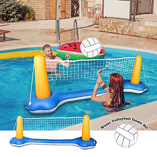 Pool Volleyball Set, Inflatable Volleyball and Basketball Net for Pool