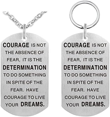 Pendant Necklace & Keychain Set - Gifts for Son Daughter Grandson Granddaughter Friend Boys Girls, Jewelry Military Stainless Dog Tag Necklace