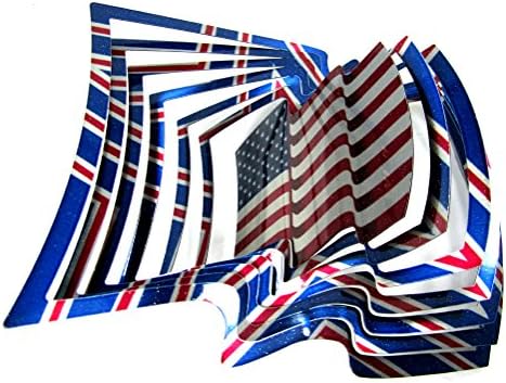 WorldaWhirl Whirligig 3D Wind Spinner Hand Painted Stainless Steel Twister Flag (6.5" Inch, Multi Color)