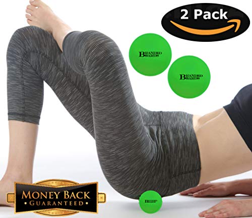 Branded Boards, Lacrosse Massage Balls deep Tissue Set - Massage Lacrosse Ball for myofascial Release, Sciatic, Plantar Fasciitis Therapy, Trigger Points, Muscle Knots and Yoga. (2 Pack Green)