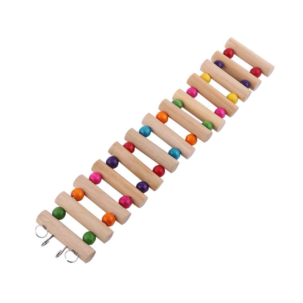Parrot Wooden Ladder with Colorful Beads Hanging Climbing Bridge Crawling Ladders for Bird Cage Play Toy Parakeet Budgie Cockatiels [L（13 knots，6 * 30cm）]
