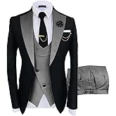 Wangyue Mens Suits 3 Piece Slim Fit Suit for Men Wedding Double Breasted Prom Tuxedo for Men Formal Dinner Party Suit
