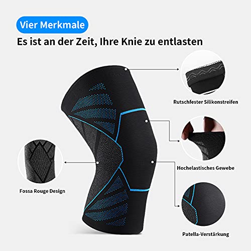 Amtrak knee Support 2 Pack, Breathable Knee Compression Sleeves, Knee Brace for Running, Pain Relief, Recovery From Injuries, Meniscus Tear, Sports, Knee Protectors Suitable for Men and Women(XL)