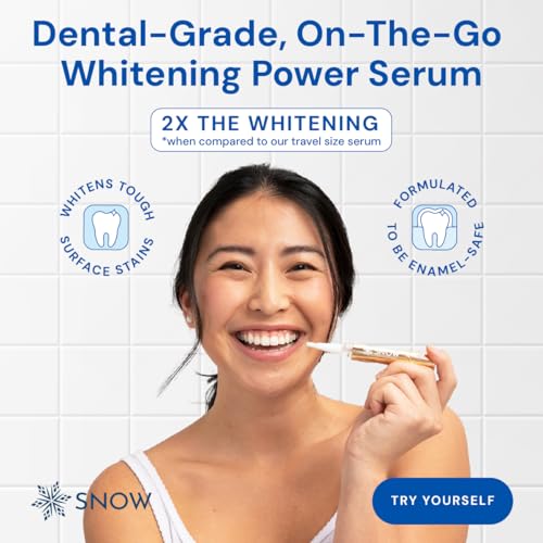 SNOW Extra Strength Teeth Whitening Pen | Hydroxyapatite | Dual Whitening Complex of Hydrogen Peroxide and Carbamide Peroxide | Coffee Wine Tea Stains | Fluoride Free | Peppermint | 2 Wand, 4ml