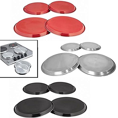 Evokk 4pcs Red Hob Covers Reusable Stainless Steel Kitchen Oven Cooker Ring Protector Metal Covers