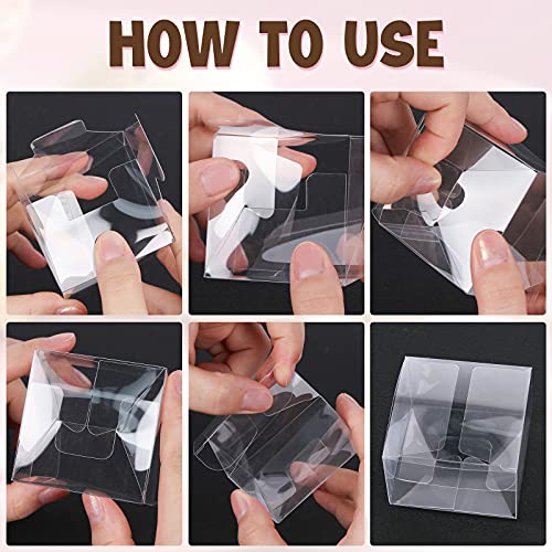 VGoodall Clear Favor Boxes, 100 pcs Plastic Gift Boxes Transparent Cube Boxes PET Boxes for Wedding, Party, Baby Shower, Bridal Shower