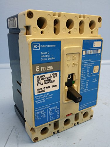 Click Here to See More Images Cutler-Hammer FD3030 30 Amp Circuit Breaker Glossy 600V FD3030L Westinghouse 30A