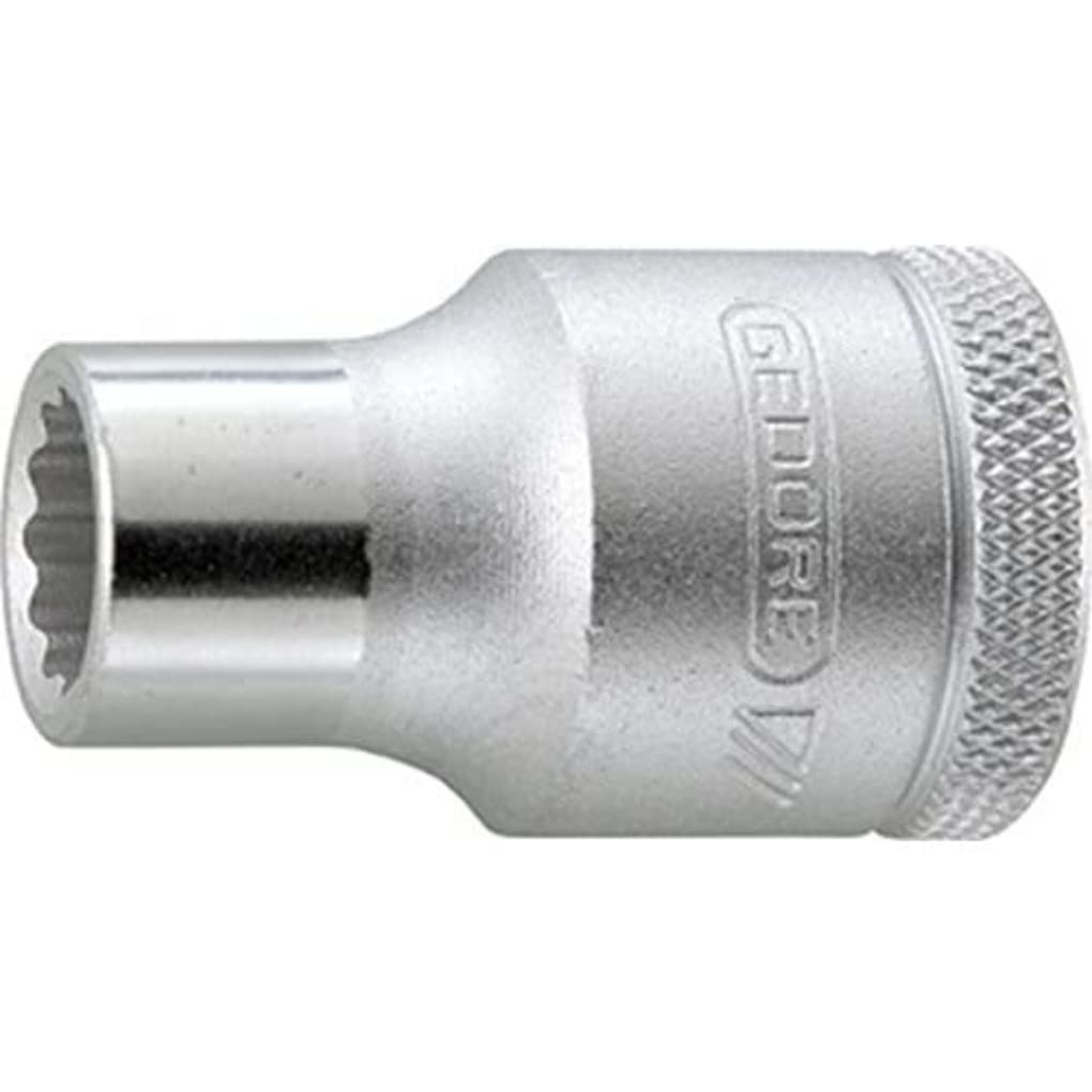GEDORE Socket, 1/2" 12.5 mm drive, Bi-hex, 21 mm AF, Tool, D 19 21, Chrome-plated steel