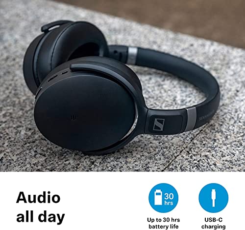 SENNHEISER HD 450SE BLACK BLUETOOTH 5.0 WIRELESS HEADPHONE WITH ALEXA BUILT-IN – ACTIVE NOISE CANCELLATION, 30-HOUR BATTERY LIFE, USB-C FAST CHARGING, FOLDABLE – BLACK