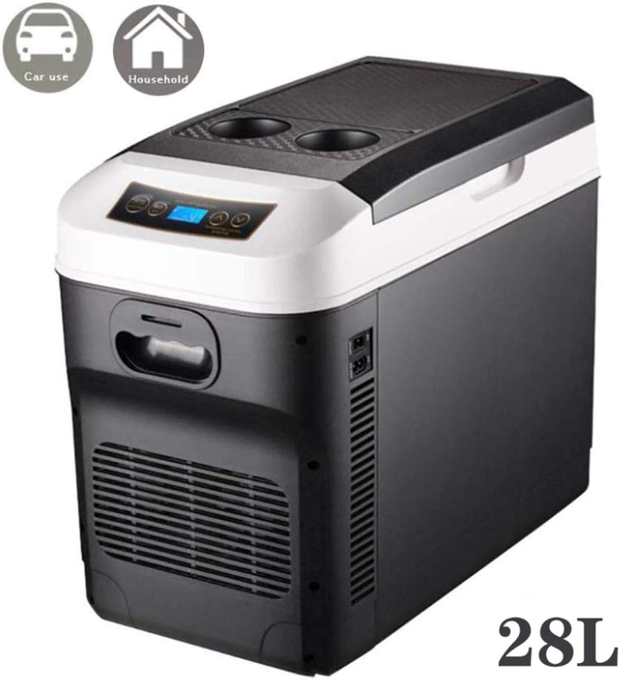 KEMN Car Cooler Coolbox 12V-24V/220V-240V Camping Fridge 28L Car Refrigerator Freezer AC+DC Power Compatibility,Black