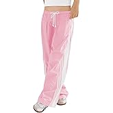 Haloumoning Girls Wide Leg Pants Elastic Waist Palazzo Pants Striped Lightweight Baggy Track Pant 5-14 Years